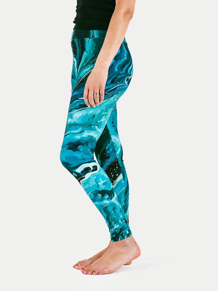 Festival Printed Leggings | Green Marble-Image 2