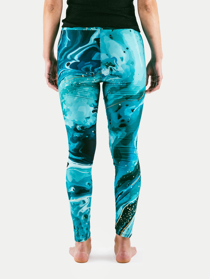Festival Printed Leggings | Green Marble-Image 3