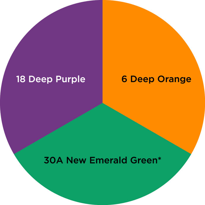 Palette / Secondaries #3 (3 Colors): 6 Deep Orange - 18 Deep Purple - 30A New Emerald Green*