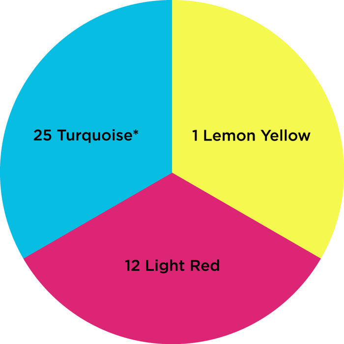 Palette / Neon Primaries (3 Colors): 1 Lemon Yellow - 12 Light Red - 25 Turquoise*
