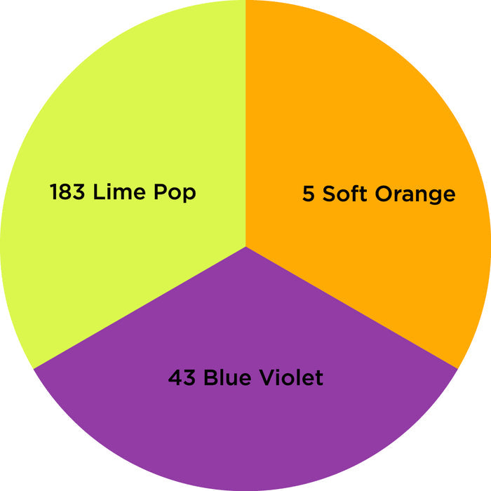 Palette / Neon Secondaries (3 Colors): 5 Soft Orange - 43 Blue Violet - 183 Lime Pop