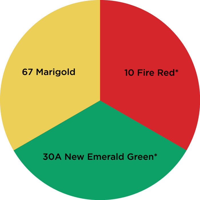 Palette / Christmas (3 Colors): 10 Fire Red* - 30A New Emerald Green* - 67 Marigold
