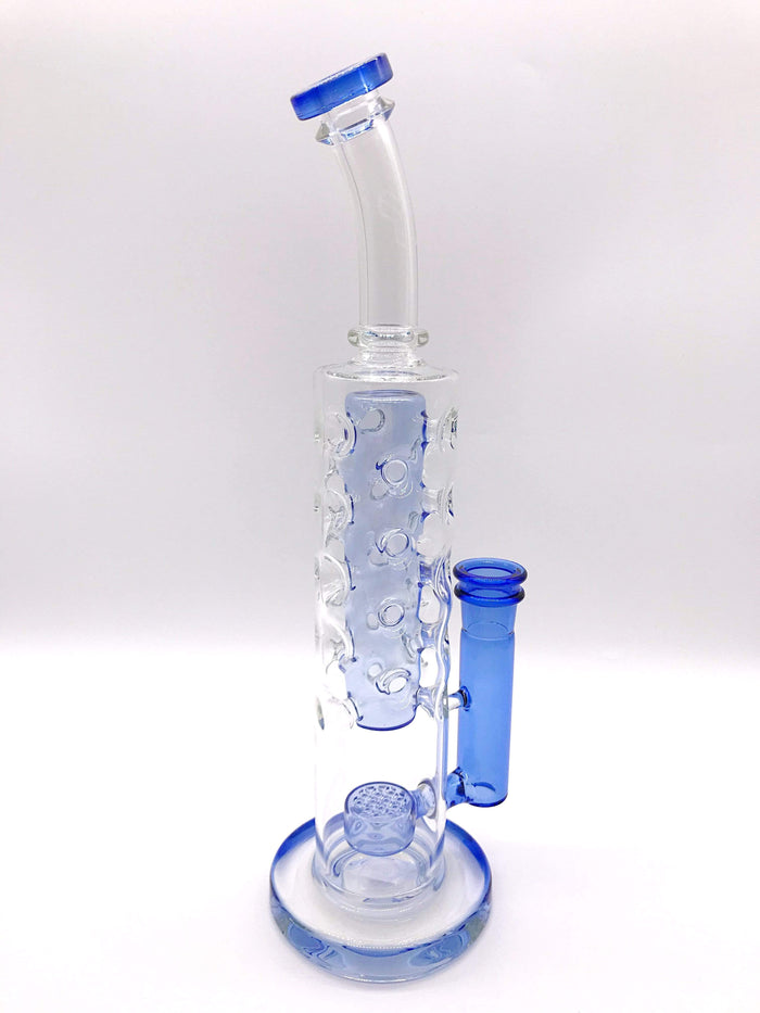 Smoke Station Water Pipe Blue-Clear Flower of Life Full Fab Water Pipe