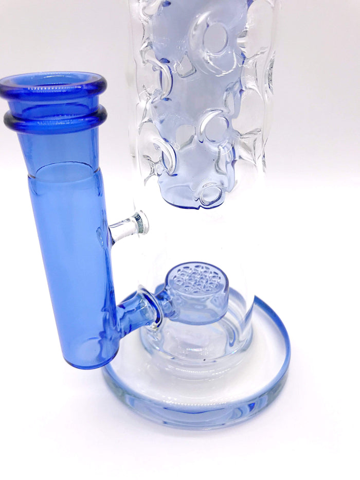 Smoke Station Water Pipe Blue-Clear Flower of Life Full Fab Water Pipe