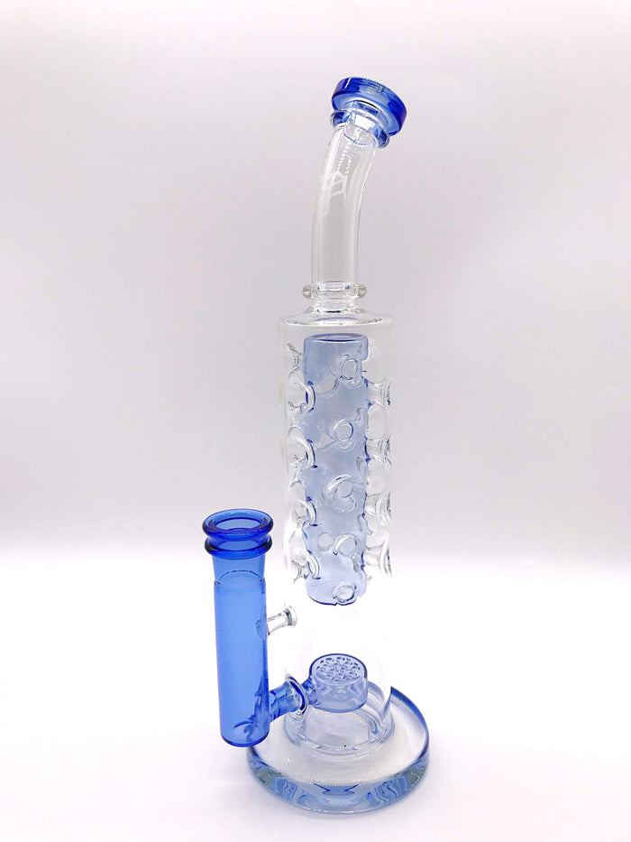 Smoke Station Water Pipe Blue-Clear Flower of Life Full Fab Water Pipe