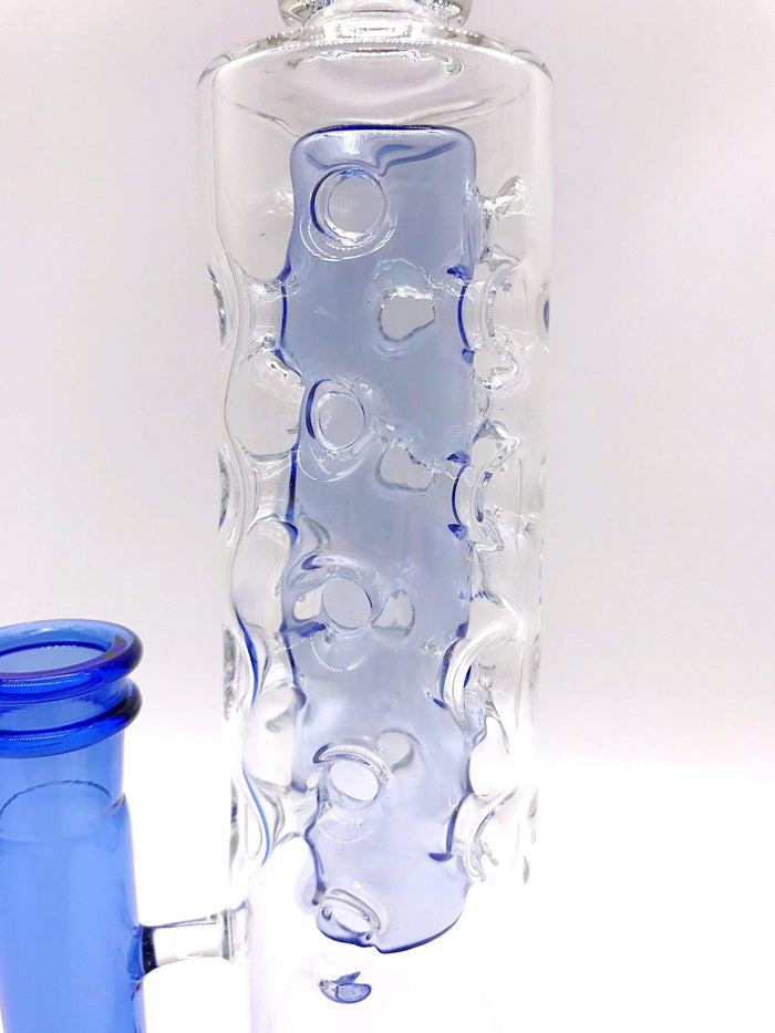 Smoke Station Water Pipe Blue-Clear Flower of Life Full Fab Water Pipe