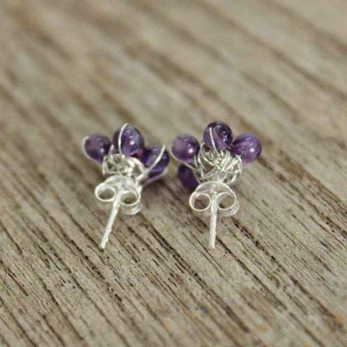 Flower Stud Semi-precious .925 Silver Stone Earrings- Thailand