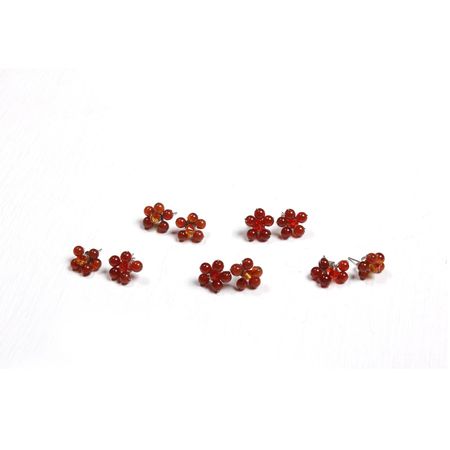Flower Stud Semi-precious .925 Silver Stone Earrings- Thailand