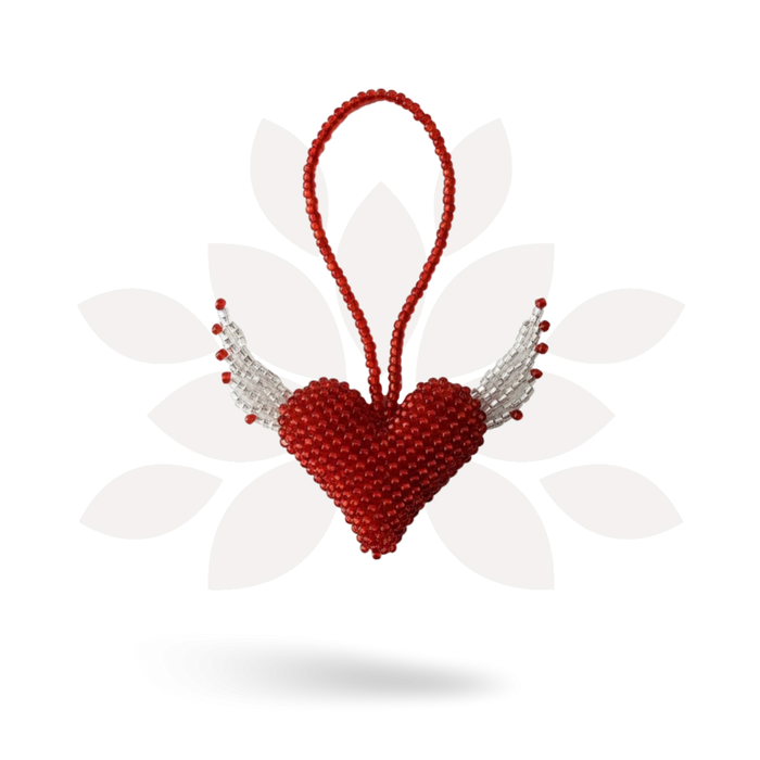 Flying Heart Seed Bead Artisan Made Ornament - Guatemala