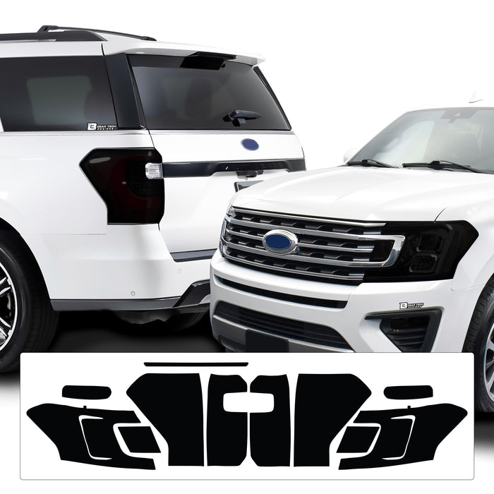 Full Headlight Taillight Precut Smoked Vinyl Tint Kit Film Overlay Fits Ford Expedition 2018 - 2021 - Bogar Tech Designs