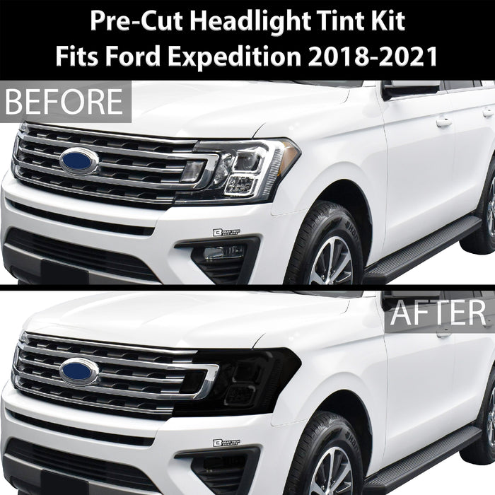 Full Headlight Taillight Precut Smoked Vinyl Tint Kit Film Overlay Fits Ford Expedition 2018 - 2021 - Bogar Tech Designs