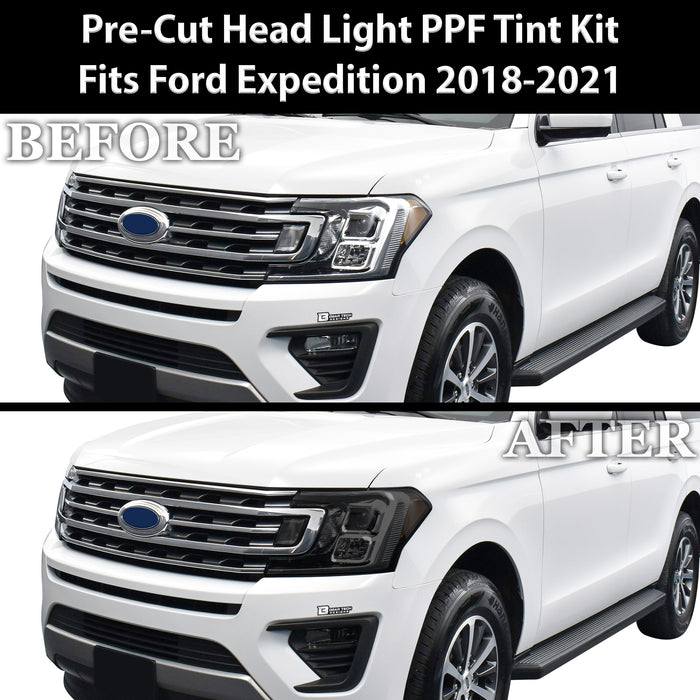 Full Headlight Taillight Precut Smoked Vinyl Tint Kit Film Overlay Fits Ford Expedition 2018 - 2021 - Bogar Tech Designs