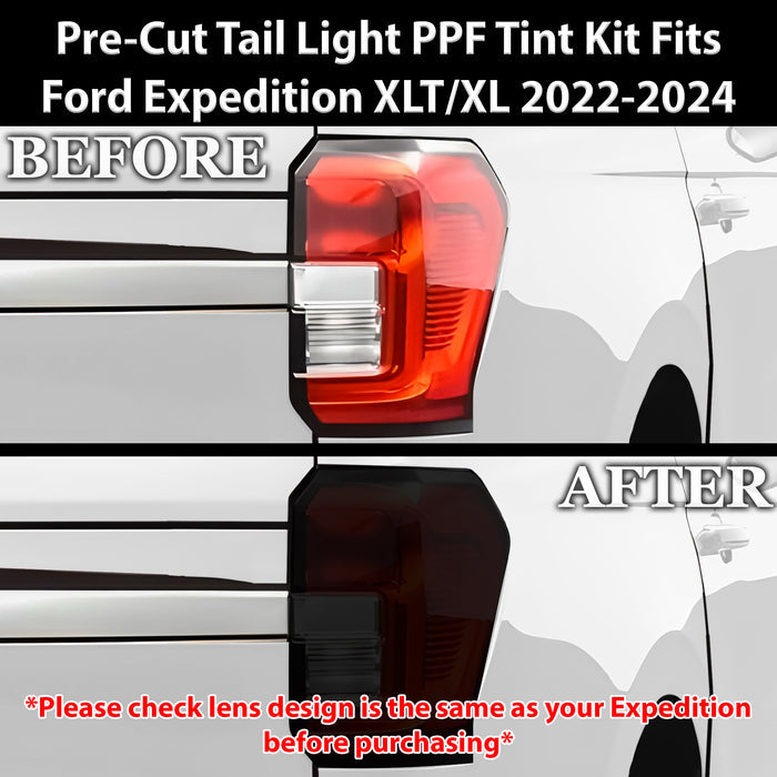 Full Headlight Taillight Precut Smoked PPF Tint Kit Film Overlay Fits Ford Expedition 2022 - 2024 - Bogar Tech Designs