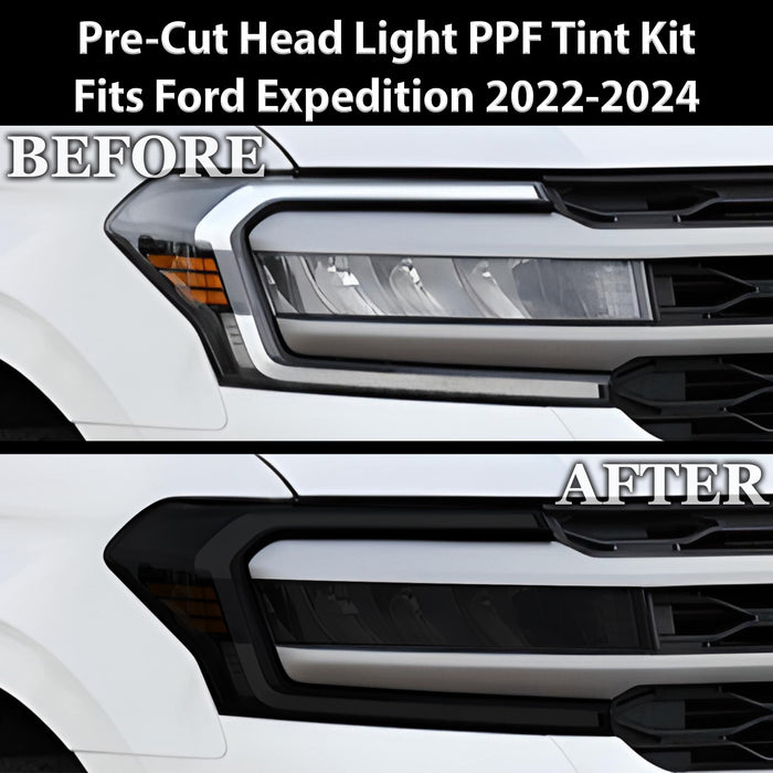 Full Headlight Taillight Precut Smoked PPF Tint Kit Film Overlay Fits Ford Expedition 2022 - 2024 - Bogar Tech Designs