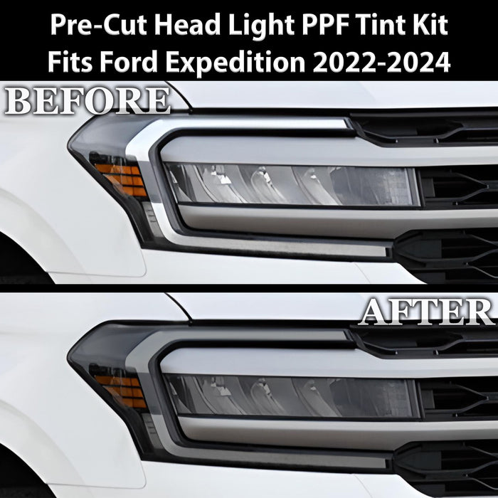 Full Headlight Taillight Precut Smoked PPF Tint Kit Film Overlay Fits Ford Expedition 2022 - 2024 - Bogar Tech Designs