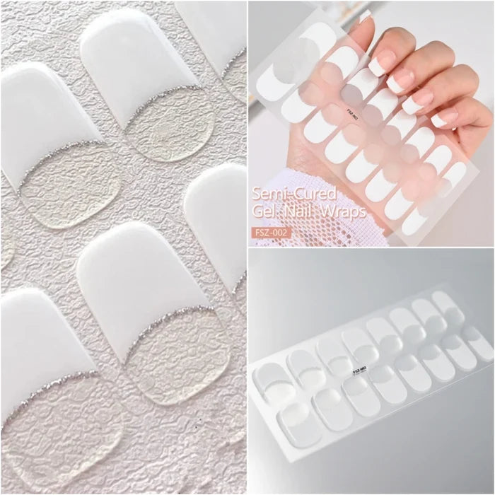 French White Edge Semi-Cured Gel Nail sticker