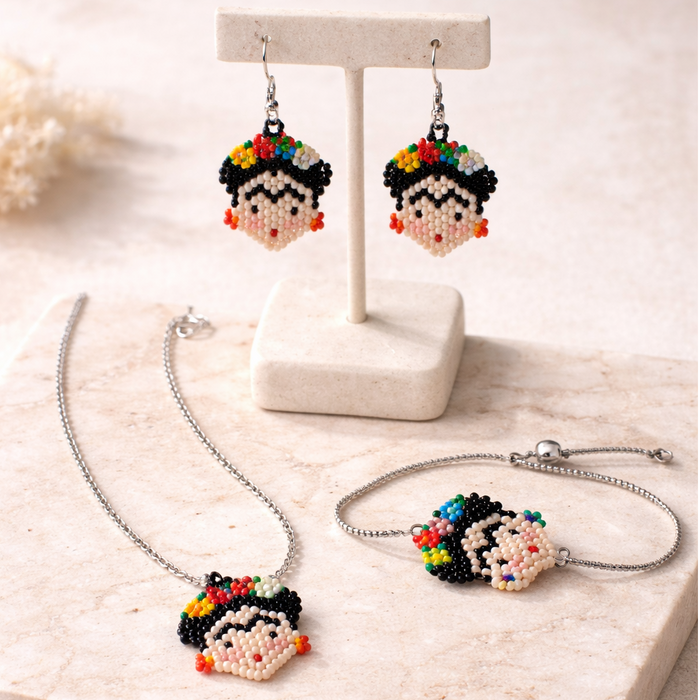 Frida Kahlo Seed Bead Necklace - Mexico