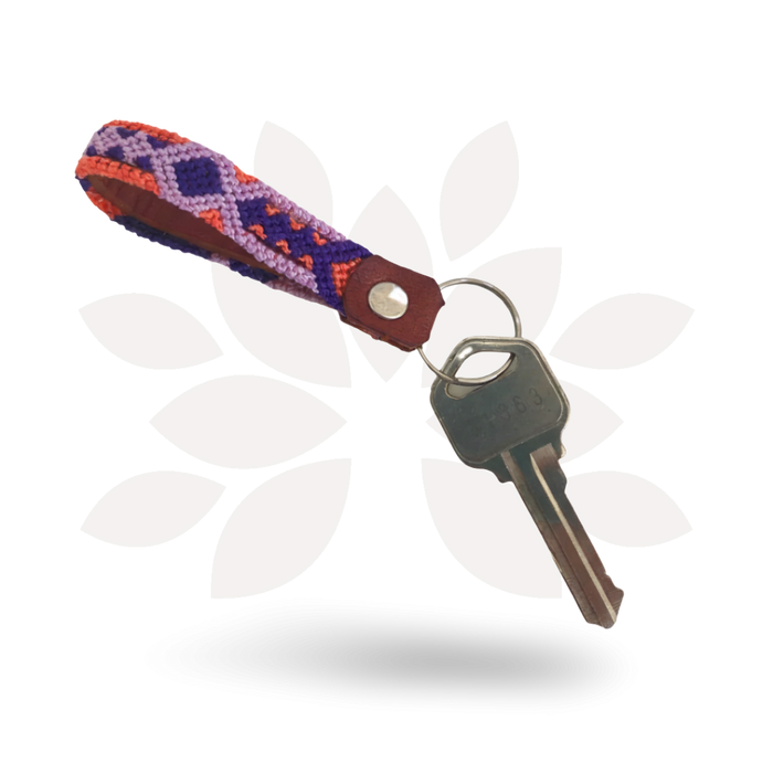 Friendship Macrame Woven Leather Loop Key Chain - Mexico