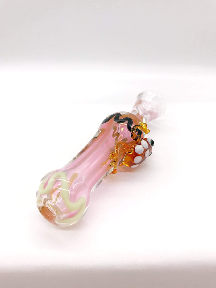 Smoke Station Hand Pipe Orange Frog Chillum With Line Work