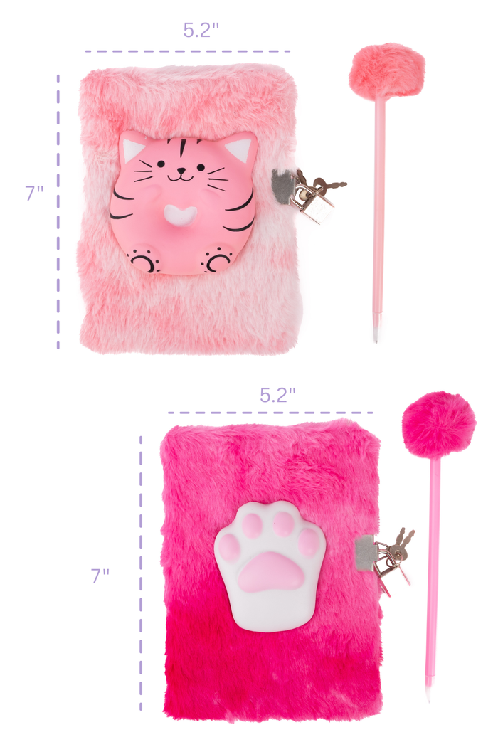 Furry Friends Squishy Journal, Cat 2pcs Assorted