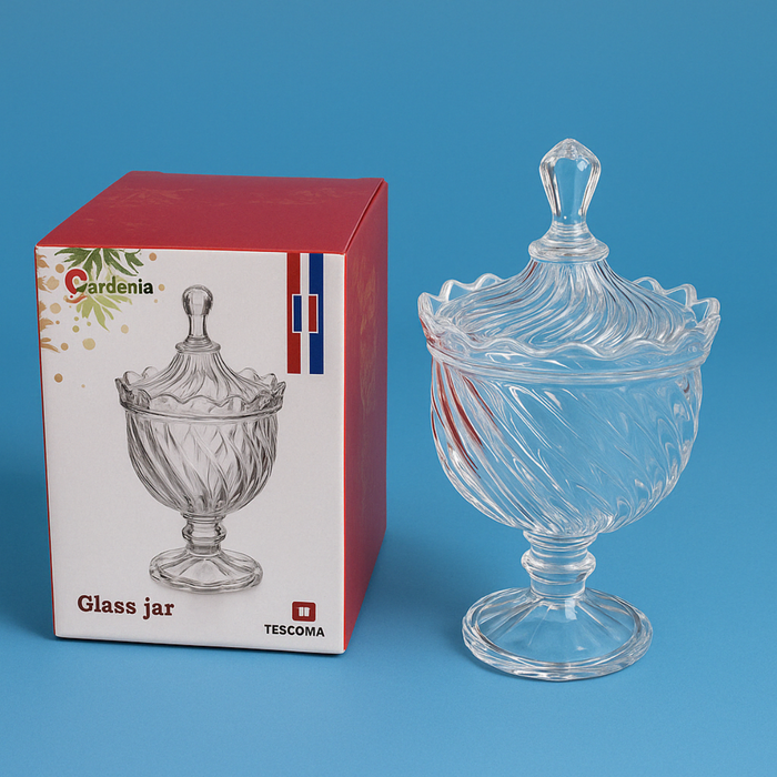 Gardenia Glass Jar with Lid – Crystal Design