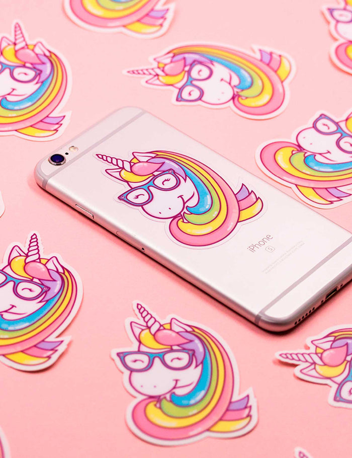 Geeky unicorn clear vinyl sticker
