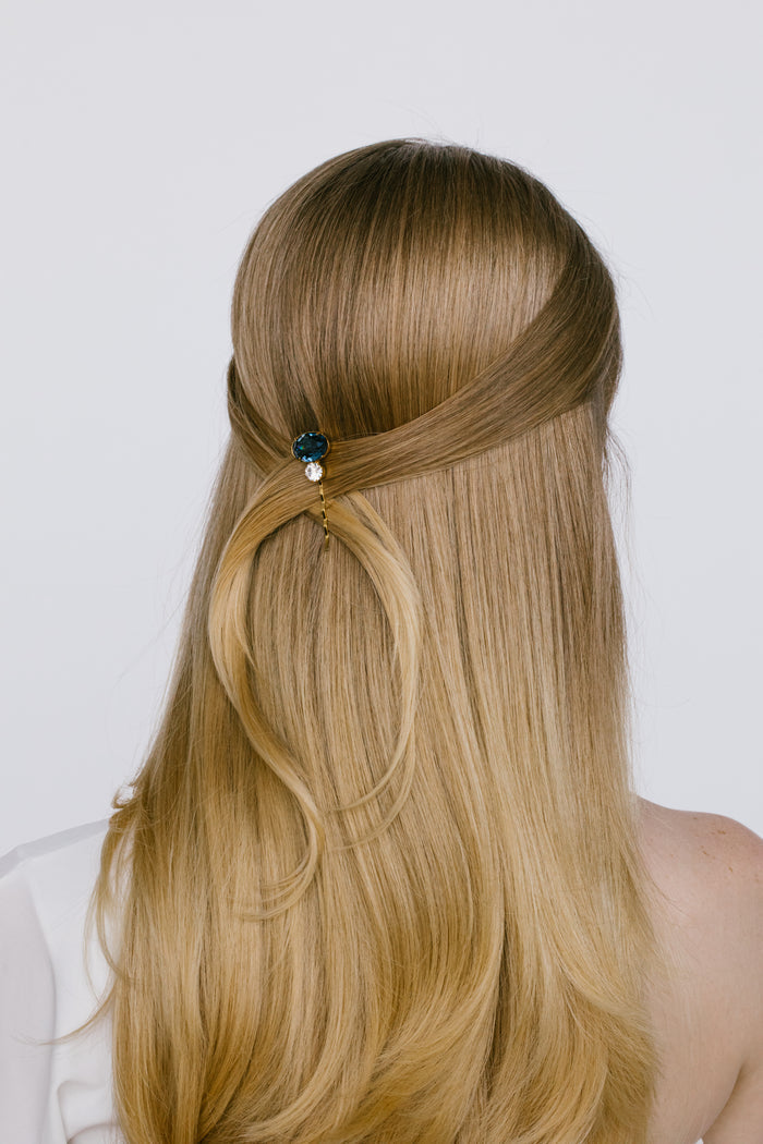 Gemma Bobby Pin - Sapphire On Model