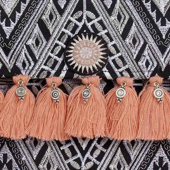 Geometric Clutch Bag With Tassels - Thailand
