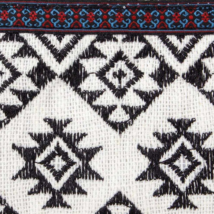 Geometric Embroidered Wristlet Bag with Leather Strap – Thailand