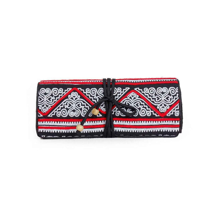 Geometric Hmong Foldover Yarn Piped Wallet - Thailand