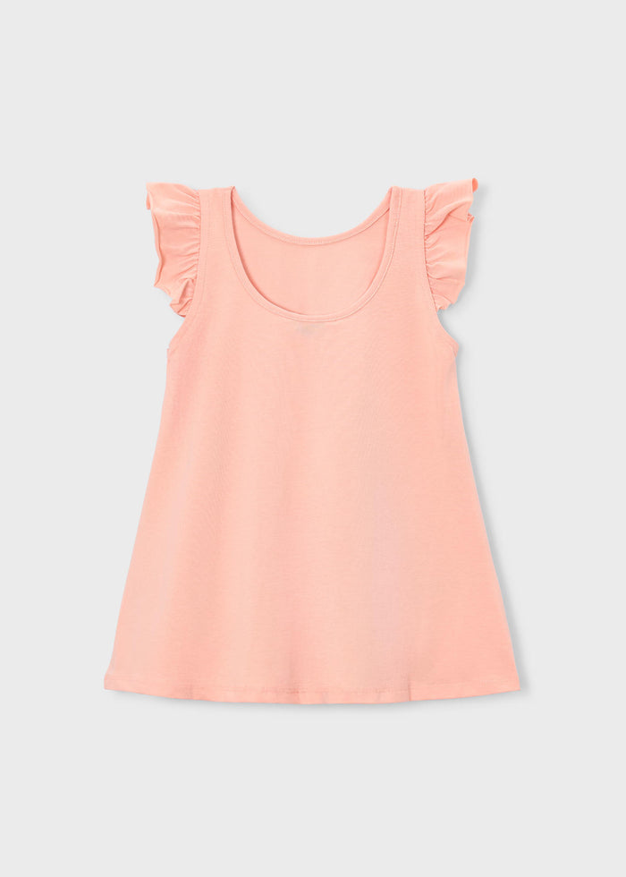 Back view of Mayoral girls Mandarin Orange cotton stretch knit dress