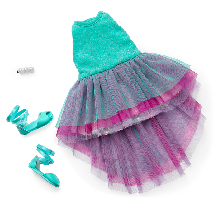 Glam Shimmering Ocean Outfit & Shimmering Sea Turtle Backpack & Accessory Set Bundle