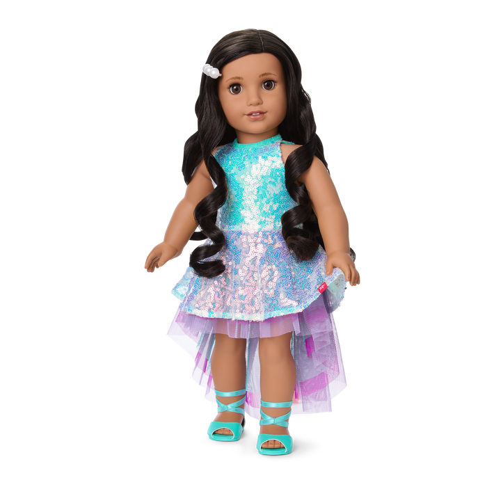 Glam Shimmering Ocean Outfit & Shimmering Sea Turtle Backpack & Accessory Set Bundle