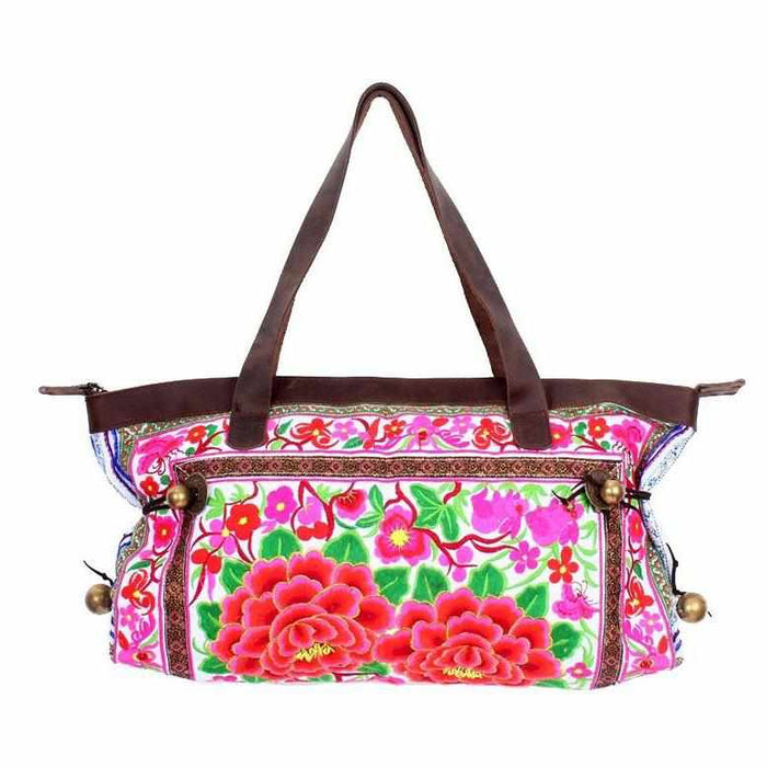 Glorious Flower Tote Bag with Leather Strap - Thailand