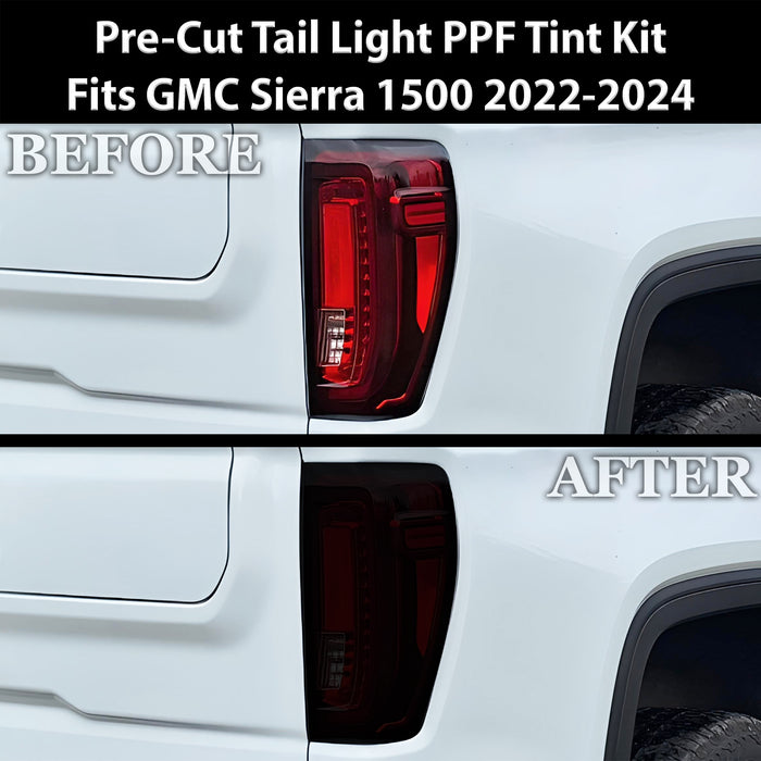 Full Headlight Taillight Precut Smoked PPF Tint Kit Film Overlay Fits GMC Sierra 2022 - 2025 - Bogar Tech Designs