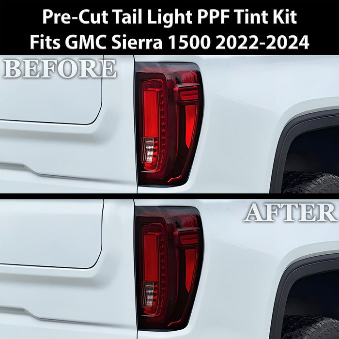 Full Headlight Taillight Precut Smoked PPF Tint Kit Film Overlay Fits GMC Sierra 2022 - 2025 - Bogar Tech Designs