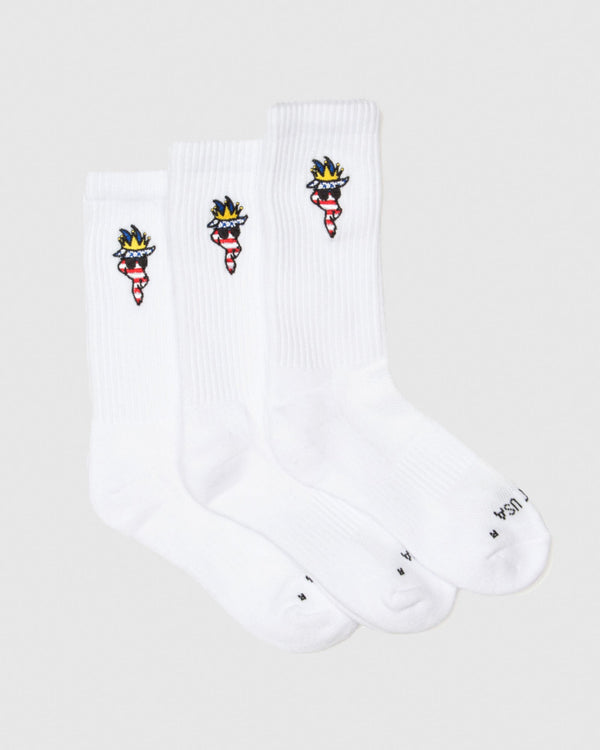 Goat USA Freedom Socks 6 Pack Crew Apparel Goat USA White Little Kid(10-3)