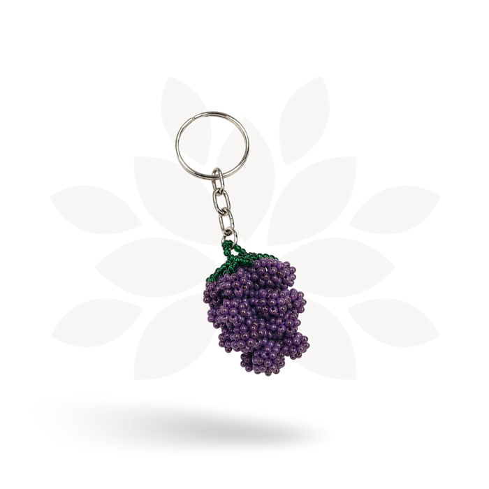 Grape Wine Lover Seed Bead Keychain - Guatemala