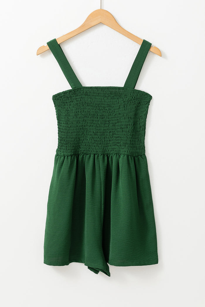 Green Casual Pocketed Smocked Sleeveless Romper 🇺🇸