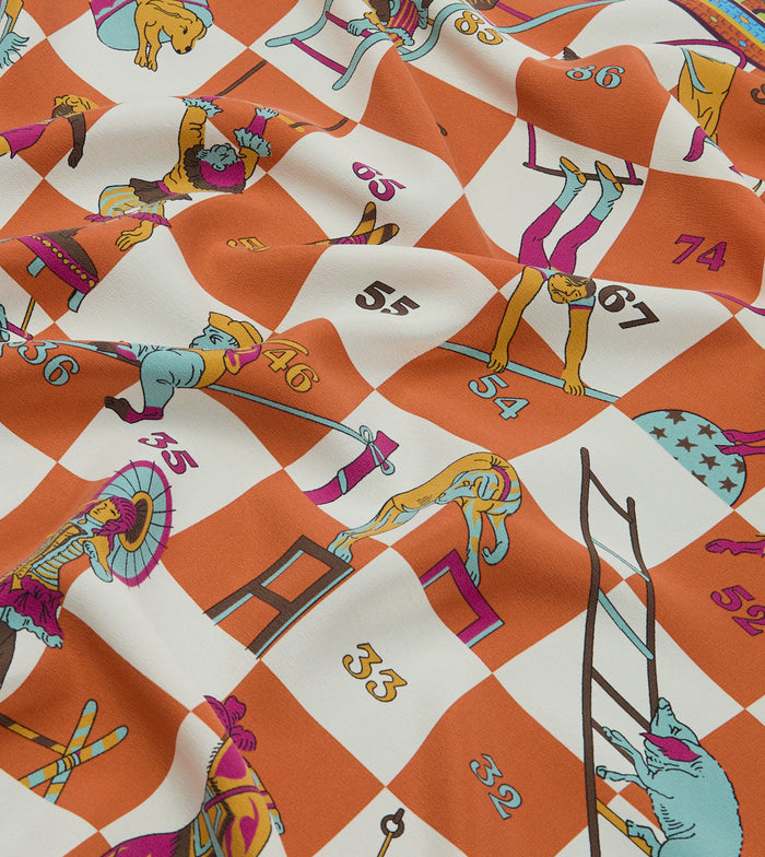 Green Snakes and Ladders Print Silk Bandana