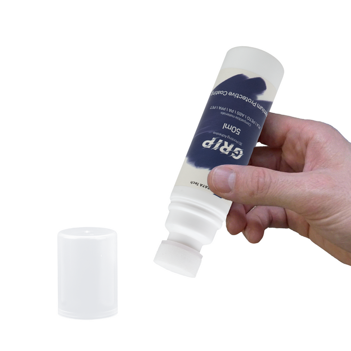 bed adhesive FDM 3D printer 50ml tube hand holding squeeze bottle with cap removed