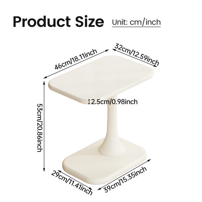 Guyii Cream White Space-Saving I-Shape Side Table, Modern Small Coffee End Table for Living Room, Bedroom & Home Office