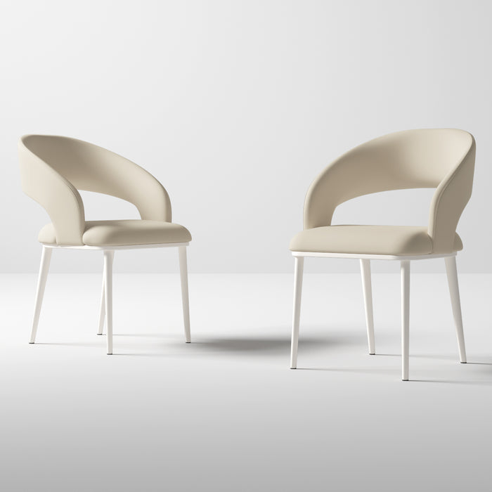 Guyii Modern Dining Chair Set of 2, PU Leather Upholstered Metel Legs