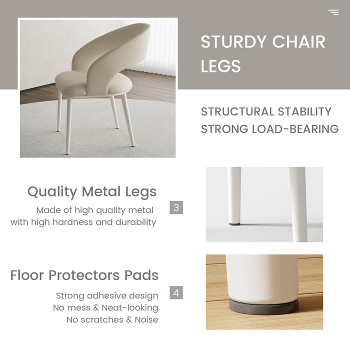 Guyii Modern Dining Chair Set of 2, PU Leather Upholstered Metel Legs