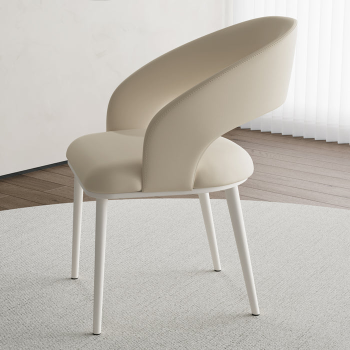 Guyii Modern Dining Chair Set of 2, PU Leather Upholstered Metel Legs