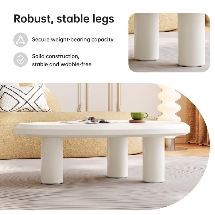 Guyii Modern Sculptural Triangle Coffee Table in Off-White – Curved Minimalist Center Table for Living Room