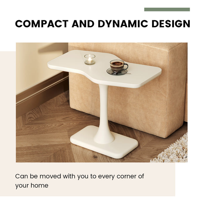 Guyii Space-Saving Side Table – Cream White Modern Coffee End Table for Living Room, Bedroom & Home Office