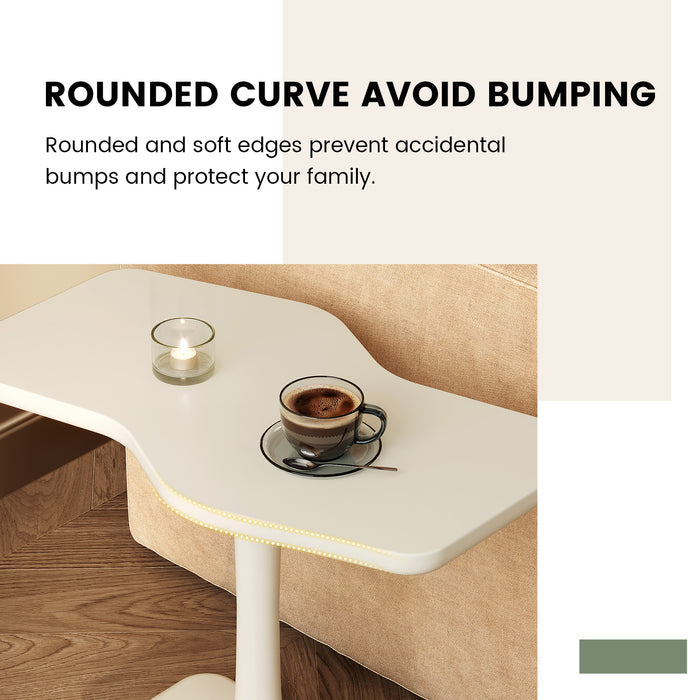 Guyii Space-Saving Side Table – Cream White Modern Coffee End Table for Living Room, Bedroom & Home Office