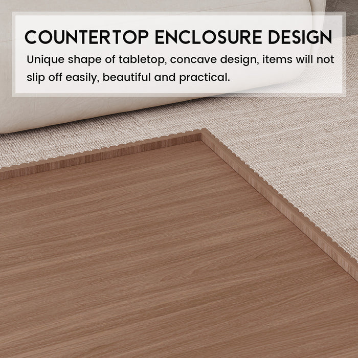 Guyii Walnut Square Coffee Table with Hidden Drawers for Living Room