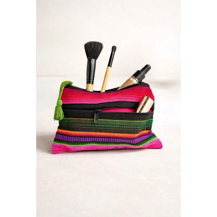 Hacienda 3-Zipper Striped Boho Cosmetic Bag - Guatemala